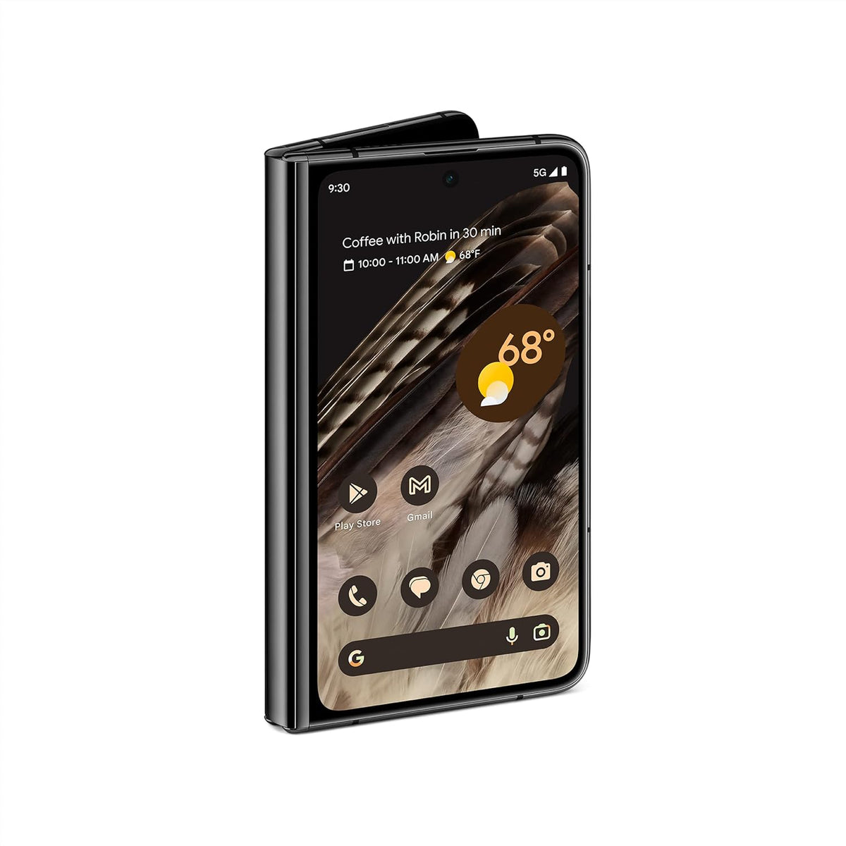 Google Pixel Fold Obsidian partially folded cover-screen view