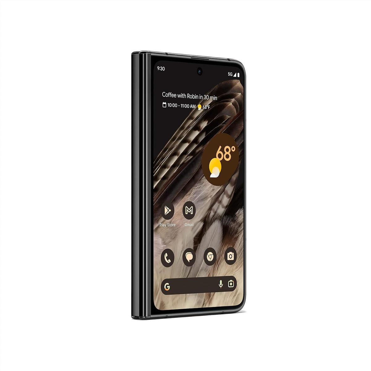 Google Pixel Fold Obsidian closed angled front view