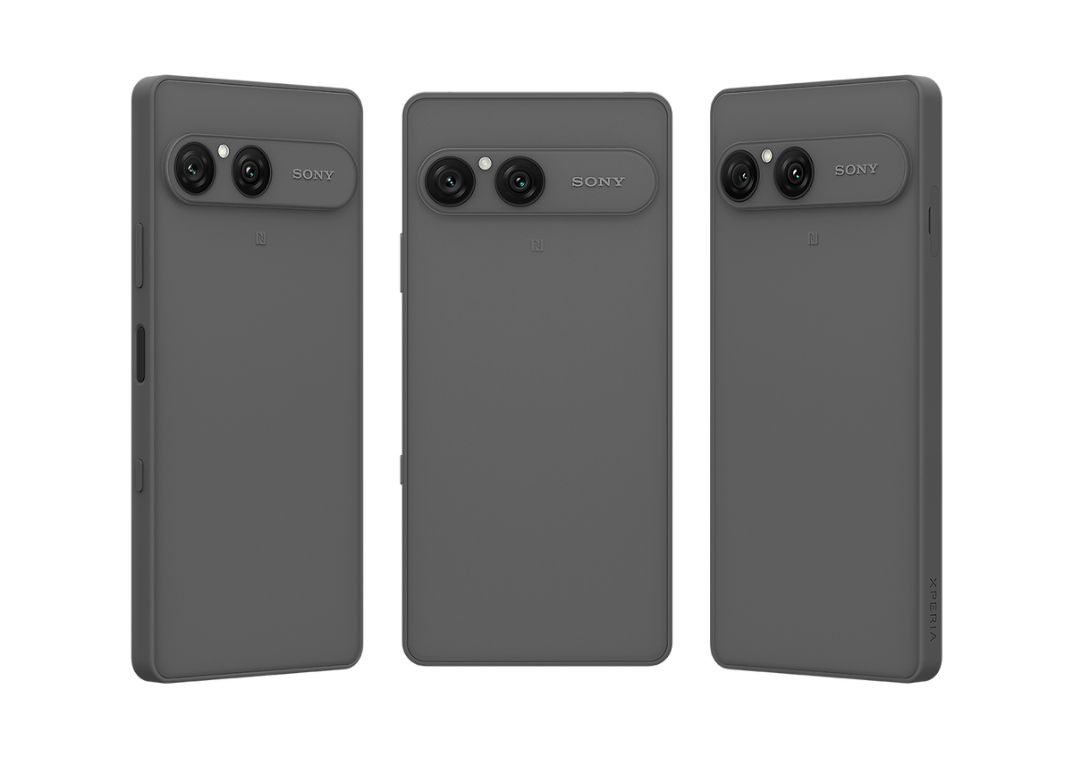 Sony Frosted Gray Xperia 10 VIII smartphone, three-quarter back views showing dual-camera module