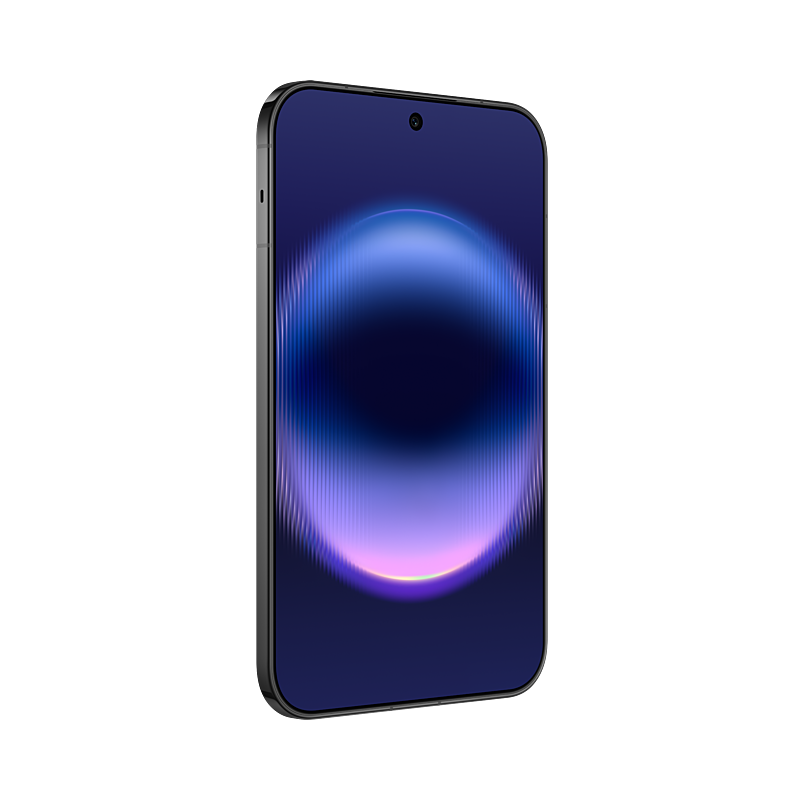 HUAWEI Pura X View in Phantom Black, front left angled view