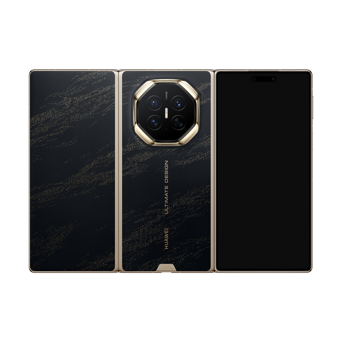 HUAWEI Mate XT 2 ULTIMATE DESIGN in Deep Black — unfolded rear view