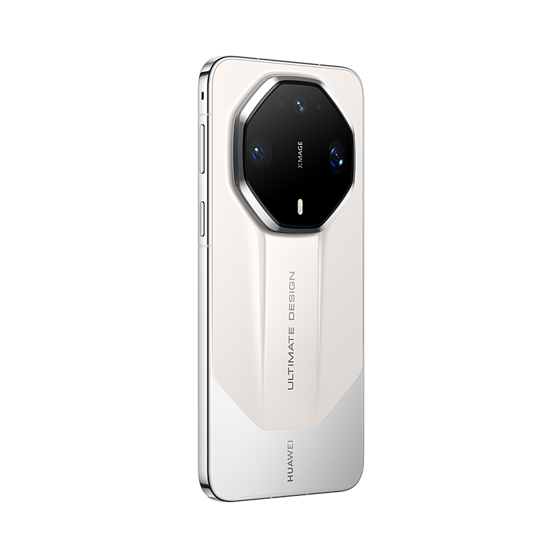 HUAWEI Mate 90 RS ULTIMATE DESIGN, Bright White, rear three-quarter view, angle 2