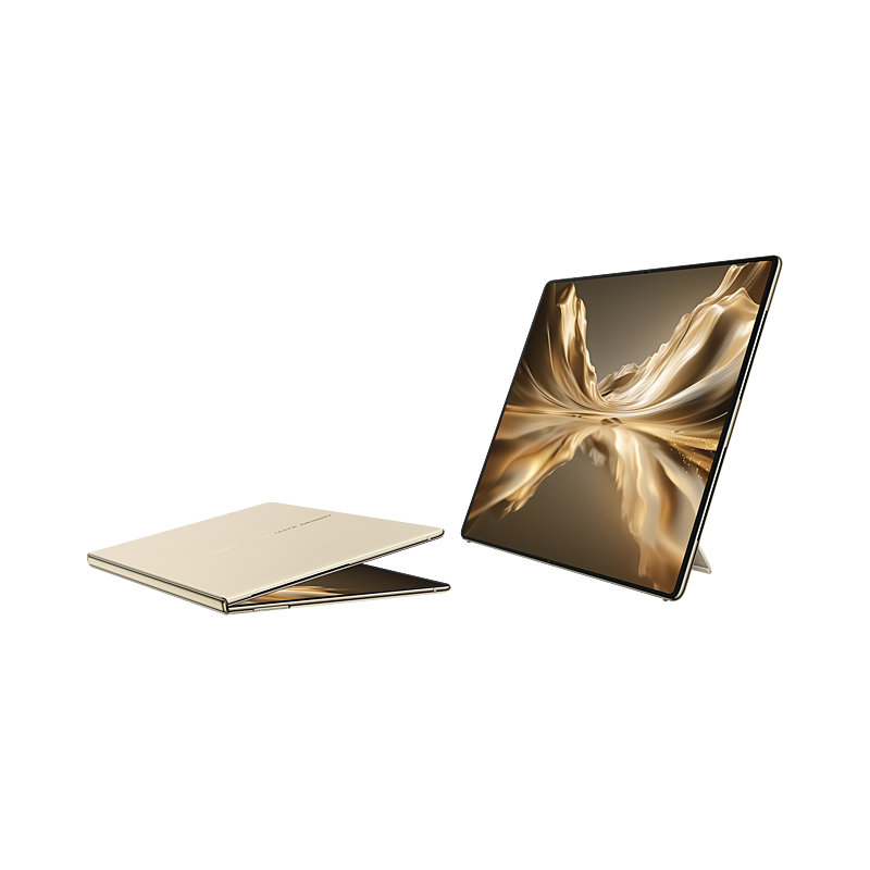 HUAWEI MateBook Fold Kirin X90 Plus Shimmer Gold, folded and unfolded views