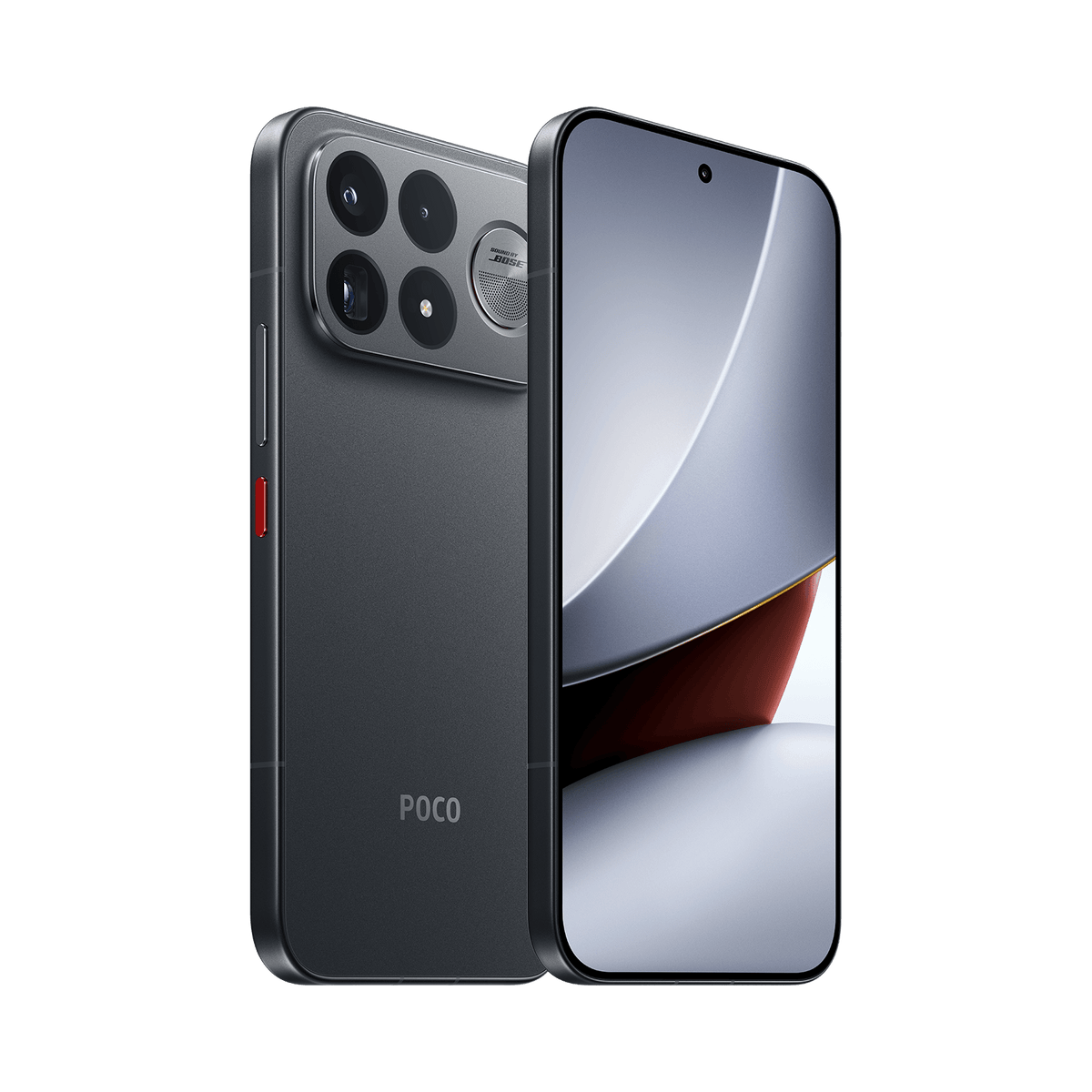 POCO F9 Ultra Black, angled front and rear