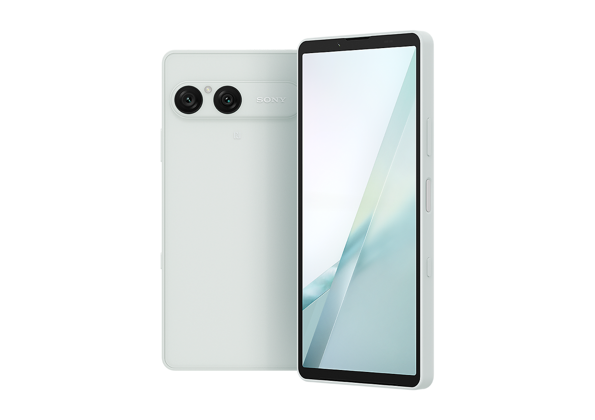 Sony Frozen White Xperia 10 VIII smartphone, front and back view with dual-camera module