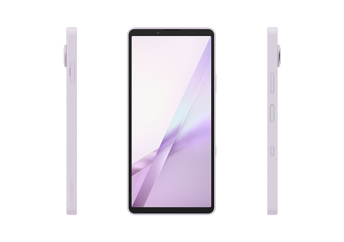 Sony Misty Lilac Xperia 10 VIII smartphone, front and side views