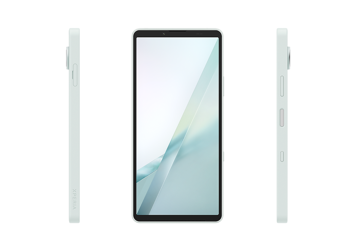 Sony Frozen White Xperia 10 VIII smartphone, front and side views