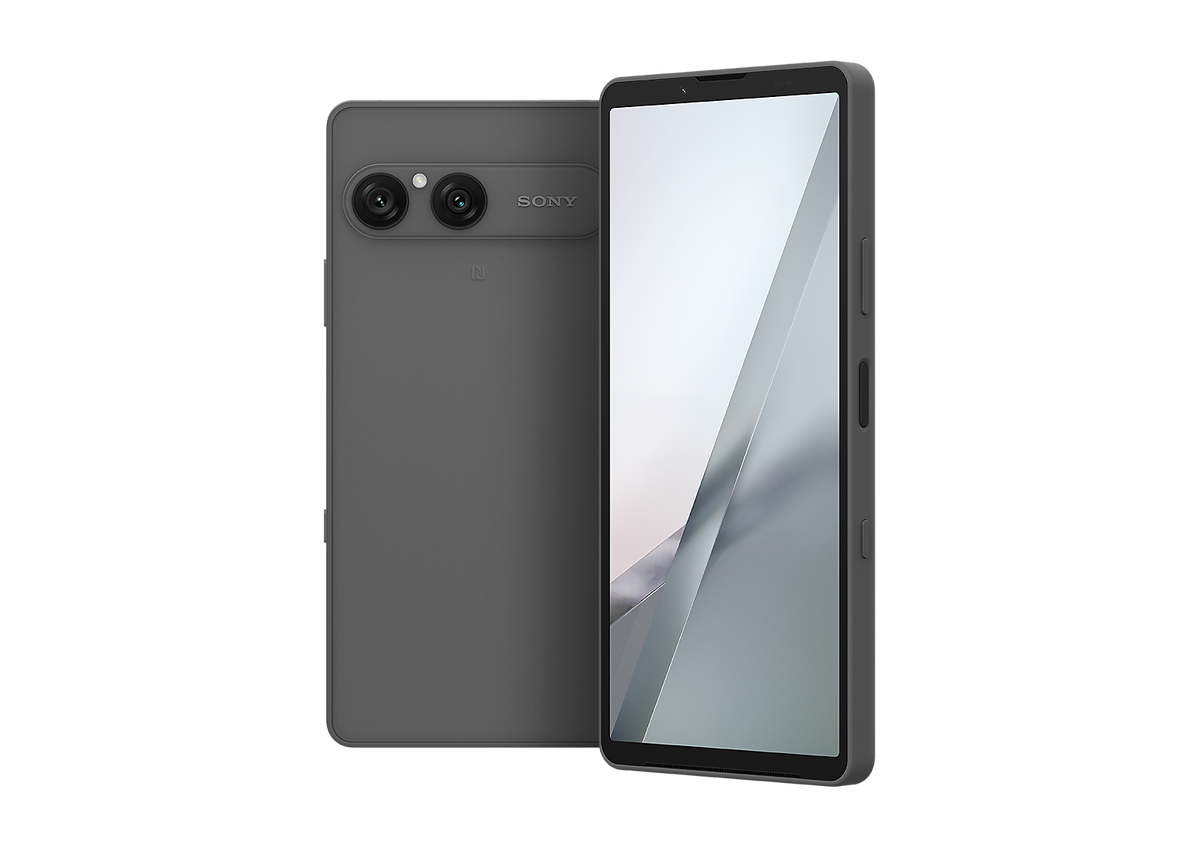 Sony Frosted Gray Xperia 10 VIII smartphone, front and back view with dual-camera module