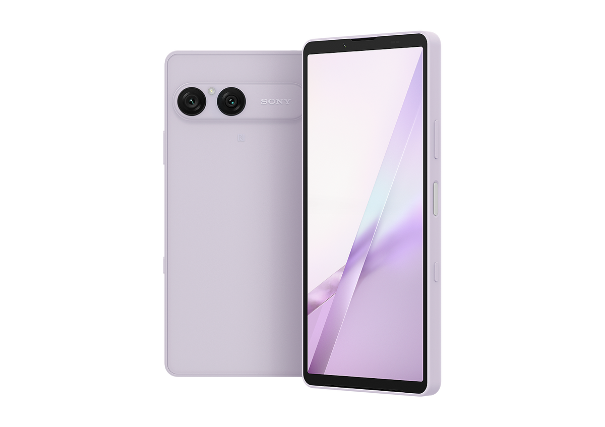 Sony Misty Lilac Xperia 10 VIII smartphone, front and back view with dual-camera module