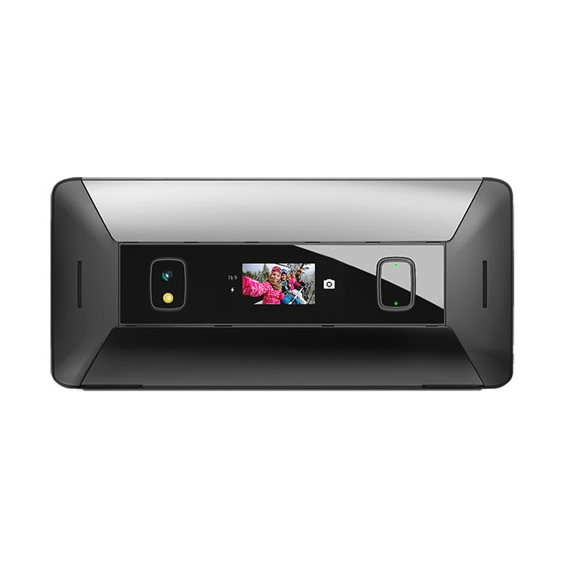 Cosmo Communicator closed with camera preview on cover touchscreen