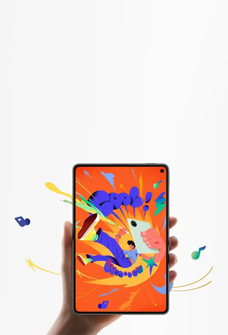 A foldable smartphone with a vibrant, colorful display.