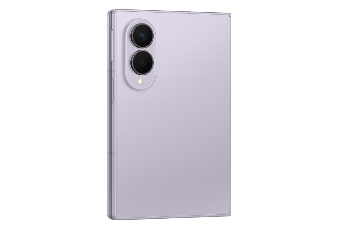 Samsung Galaxy Z Fold8 Lavender angled rear view