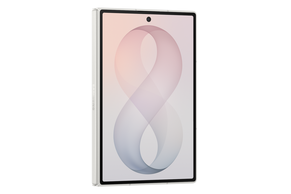 Samsung Galaxy Z Fold8 Cream angled cover-screen view