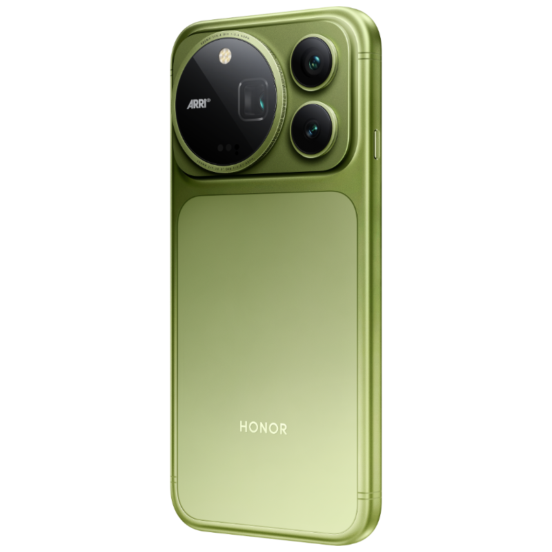 HONOR Magic9 Pro Max Moss Green angled rear view from the opposite side