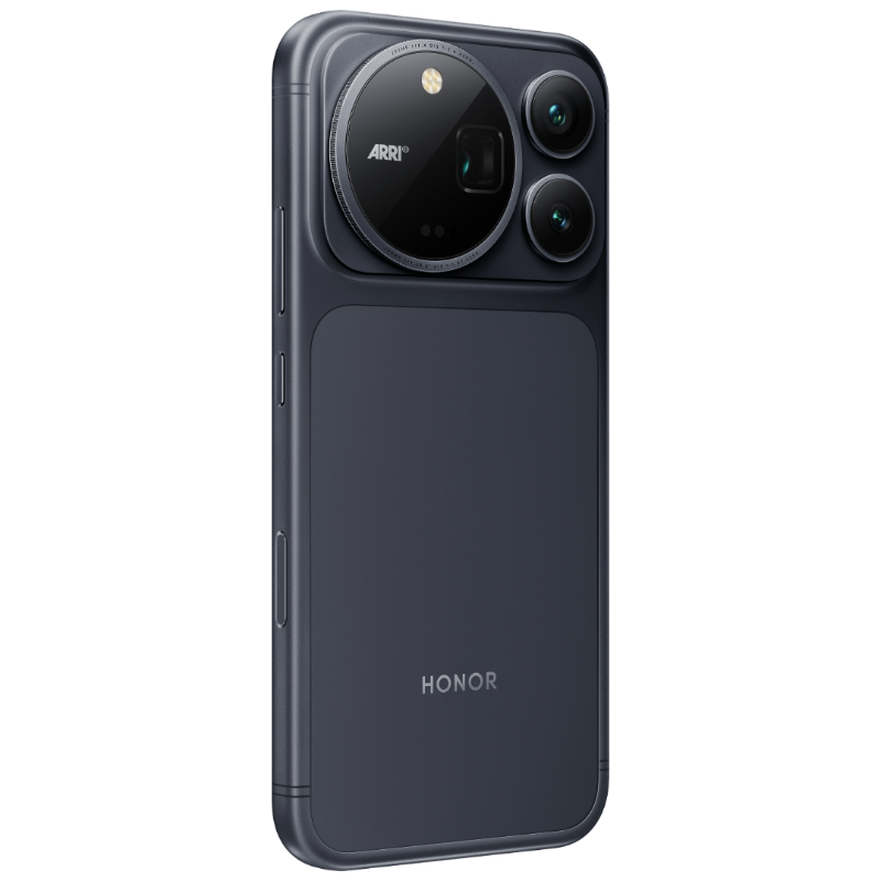 HONOR Magic9 Pro Max Shadow Black angled rear view from one side