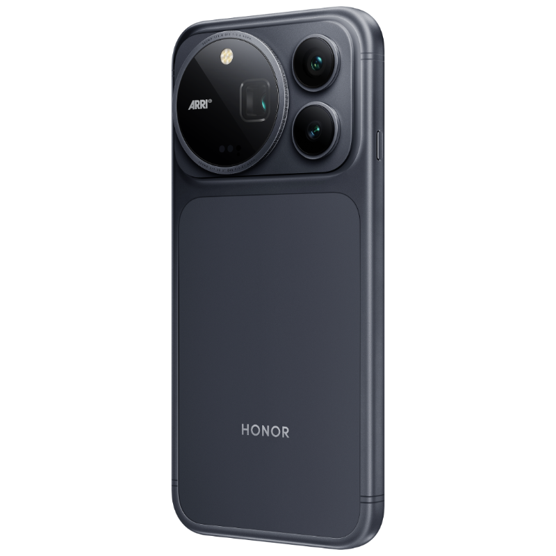 HONOR Magic9 Pro Max Shadow Black angled rear view from the opposite side