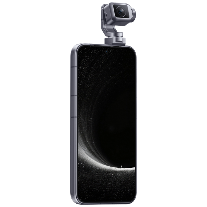 HONOR Robot Phone in Moon Shadow Gray, front angled view with gimbal extended