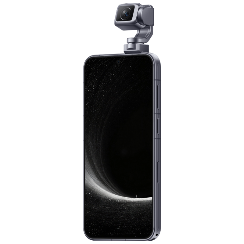 HONOR Robot Phone in Moon Shadow Gray, opposite front angle with gimbal extended