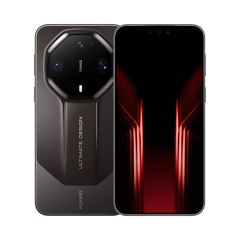 HUAWEI Mate 90 RS ULTIMATE DESIGN, Dark Black, paired front and rear view