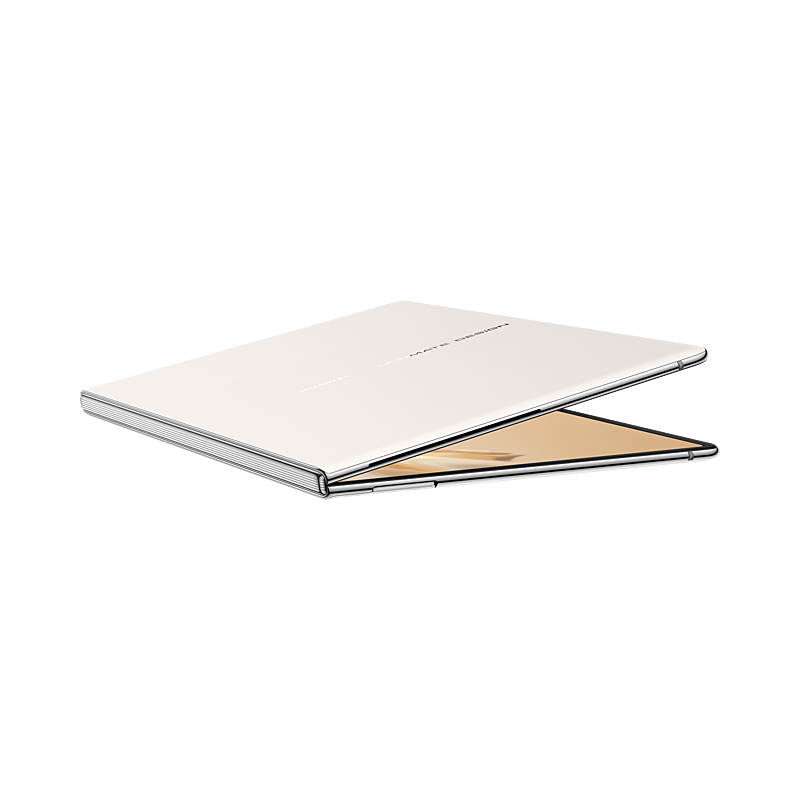 HUAWEI MateBook Fold Kirin X90 Plus Sky White, partly closed side view