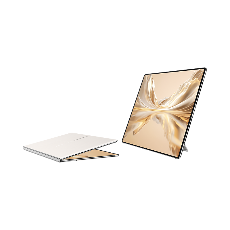 HUAWEI MateBook Fold Kirin X90 Plus Sky White, folded and unfolded views