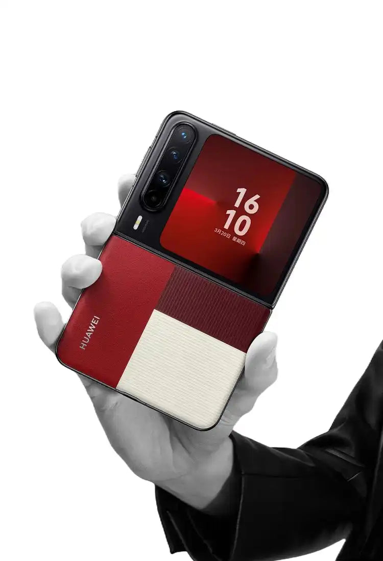 Red and white foldable smartphone.