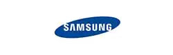 Samsung’s iconic oval corporate logo in blue and white.