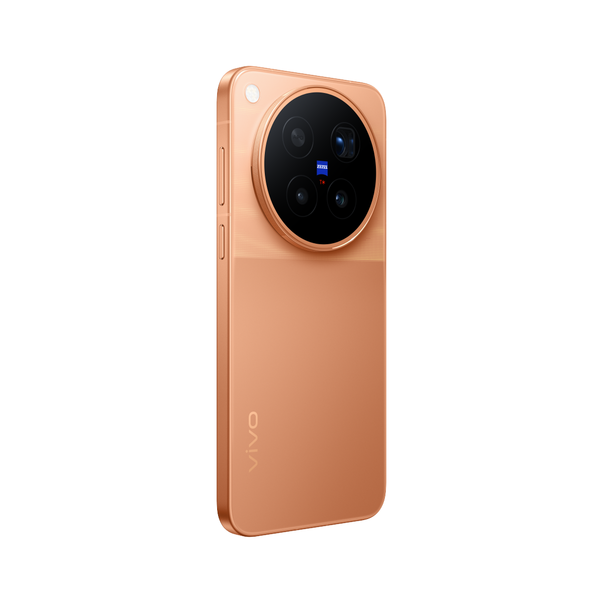 vivo X500 Pro Max in Orange, rear angled view 1