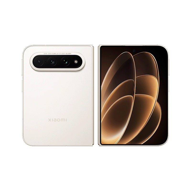 Xiaomi 18 Fold Warm Gold White — front and back